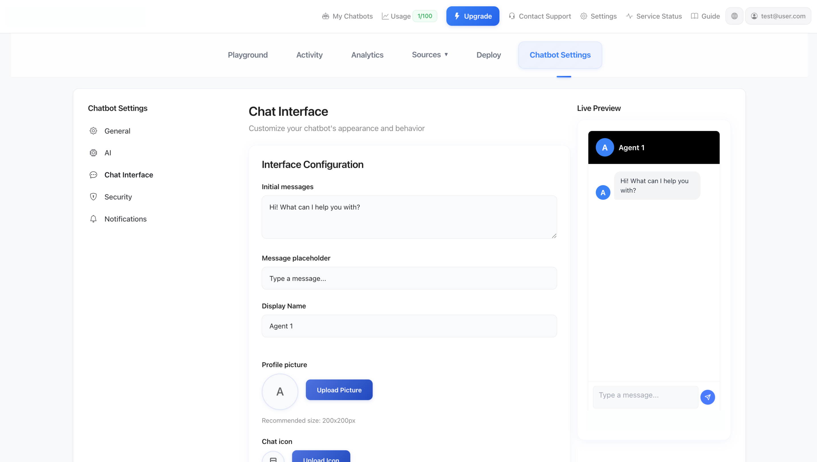 Indstillinger for chatgrænsefladen